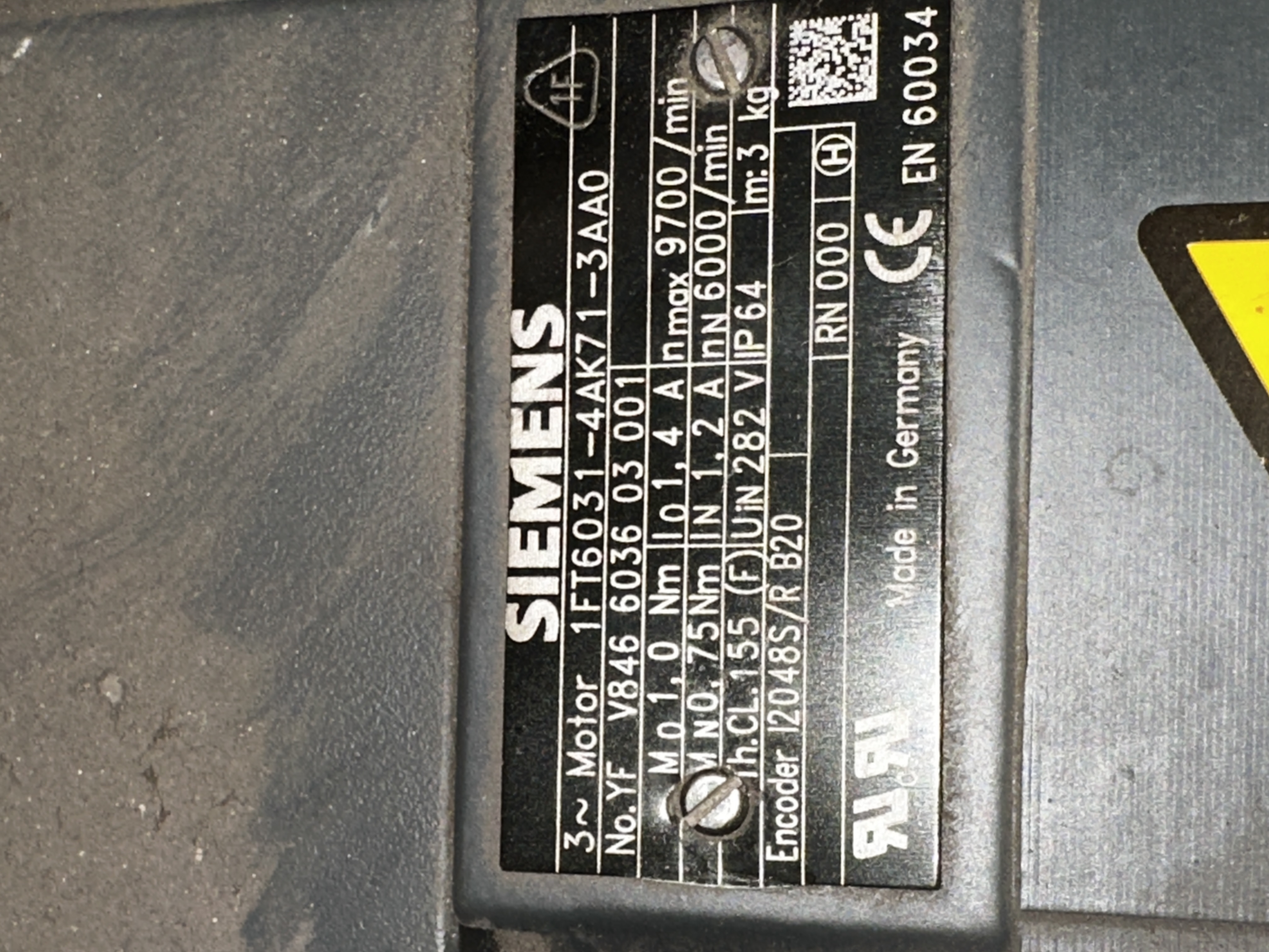 1FT6031-4AK71-3AA0 SİEMENS SERVO MOTOR